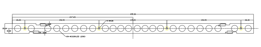 Linear led lens module PCB layout